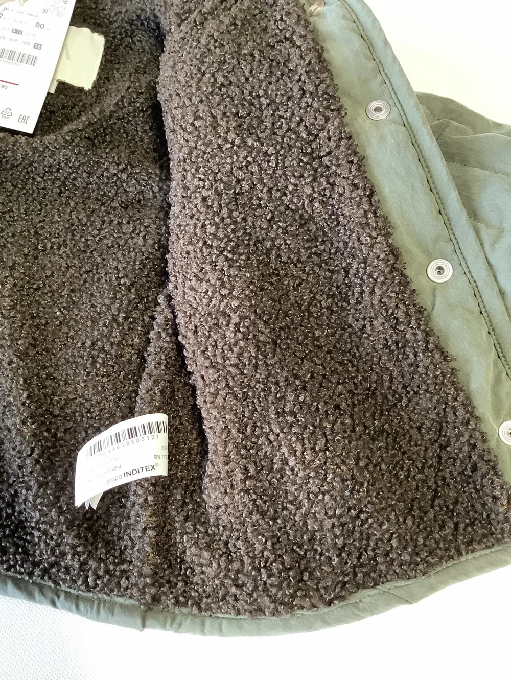 ZARA Quilted Corduroy Collar Jacket Baby Size 9-12 Months